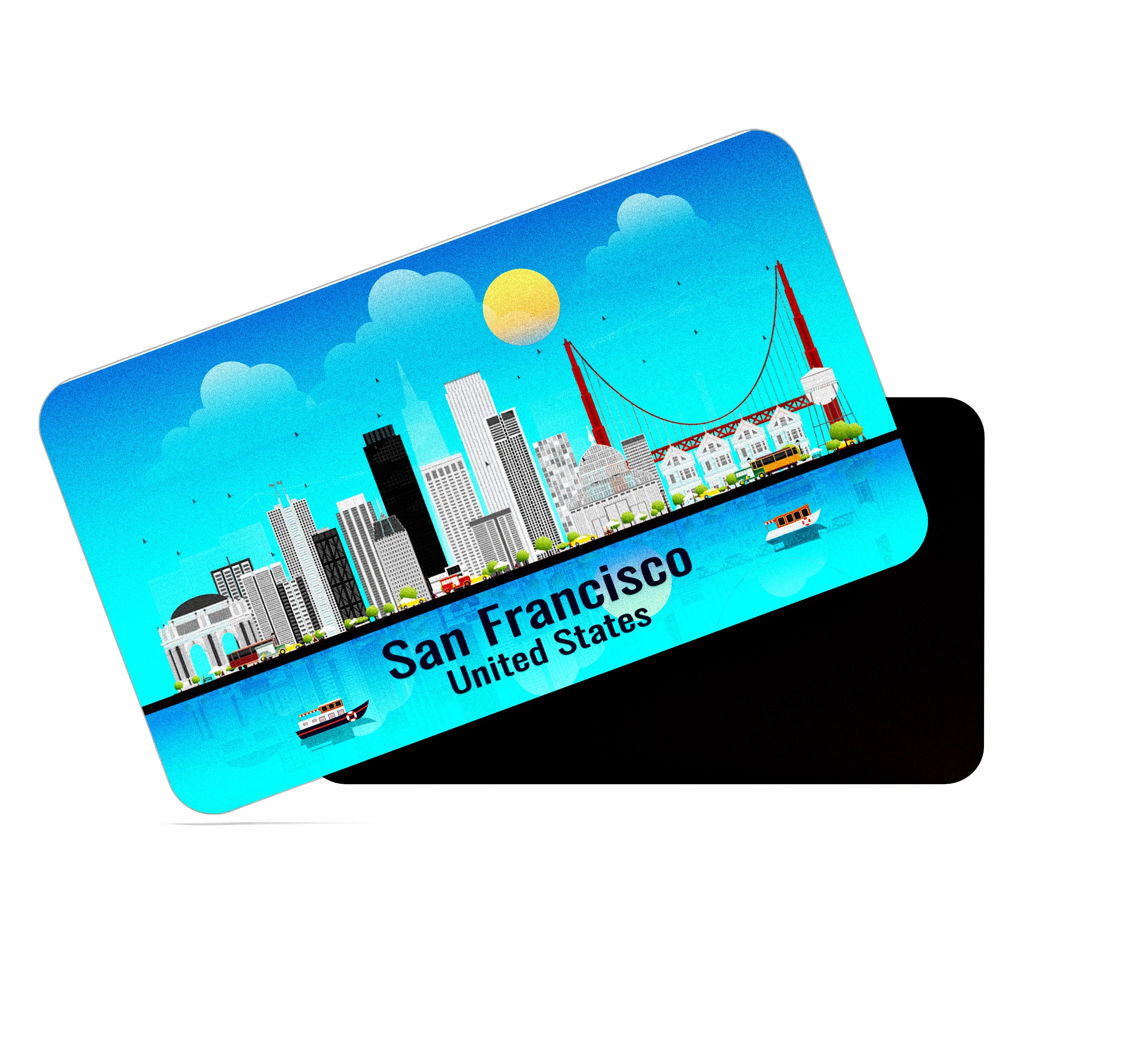 dhcrafts Rectangular Fridge Magnet Blue United States San Francisco Design Pack of 1 (8.6cm x 5.4cm)